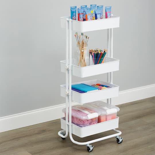 White Lexington 4-Tier Rolling Cart by Simply Tidy™